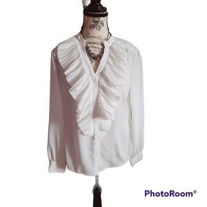NWOT Cleo Petites White Button Down Blouse